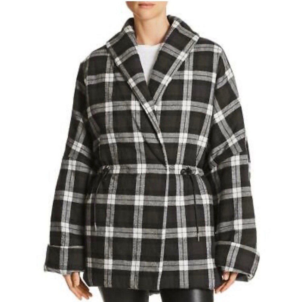 Divine Heritage Quilted Plaid Kimono Coat